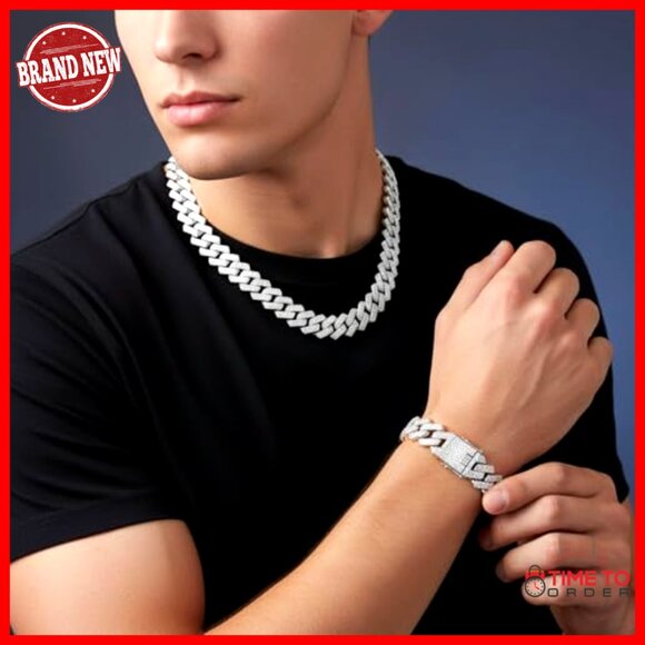 24K Gold Plated Cuban Link Chain Necklace & Bracelet Set for Men Women - Picture 7 of 7